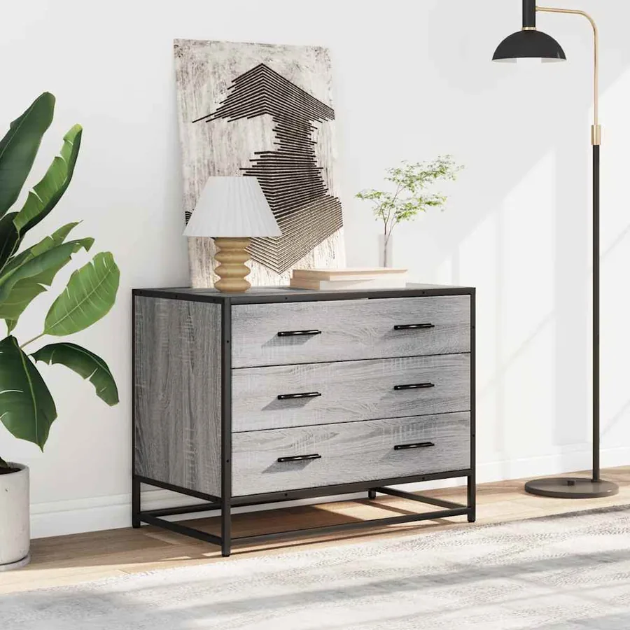 Commode sonoma gris 70x41x56 cm bois d'ingénierie - 3