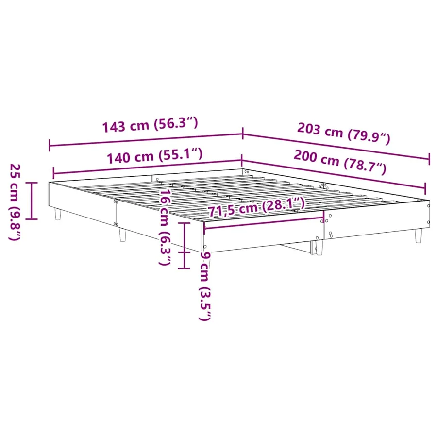 Cadre de lit sans matelas chêne sonoma 140x200 cm - 10