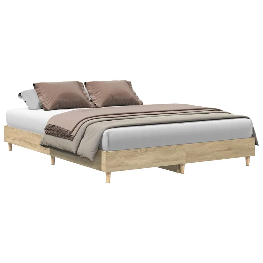 Cadre de lit sans matelas chêne sonoma 140x200 cm - 2
