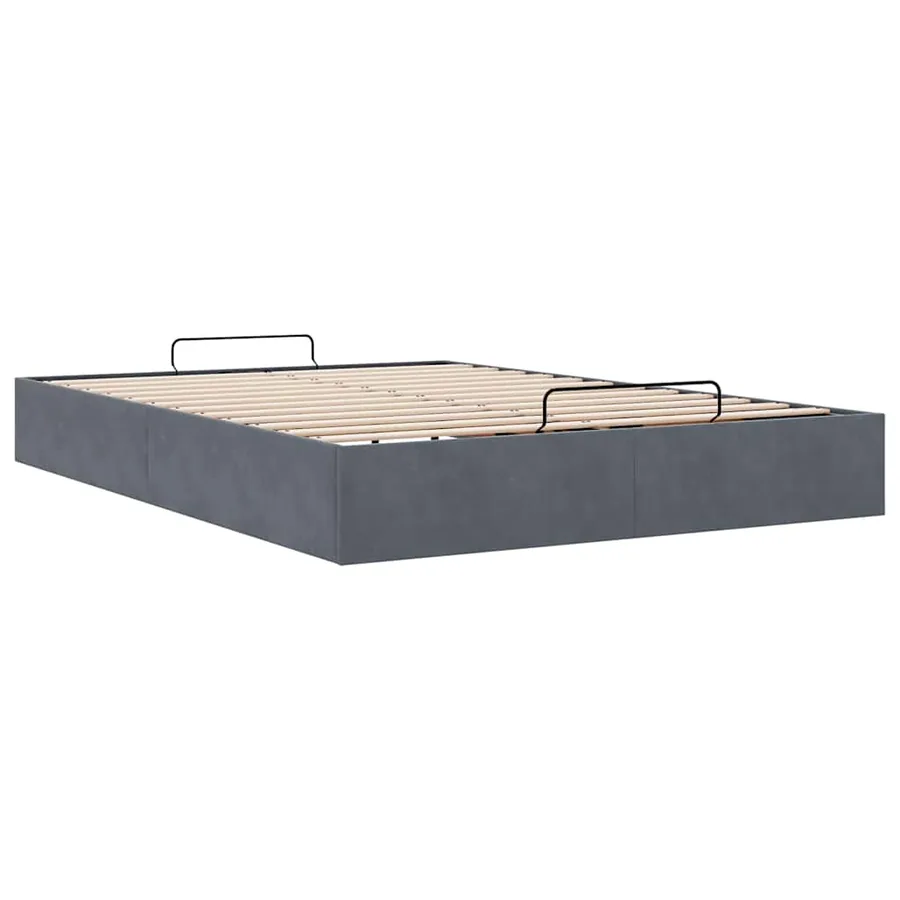 Cadre de lit ottoman sans matelas gris foncé 140x200 cm velours - 6