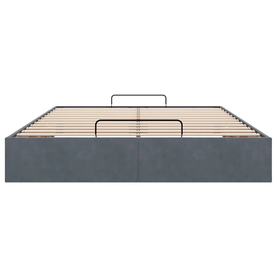 Cadre de lit ottoman sans matelas gris foncé 140x200 cm velours - 7