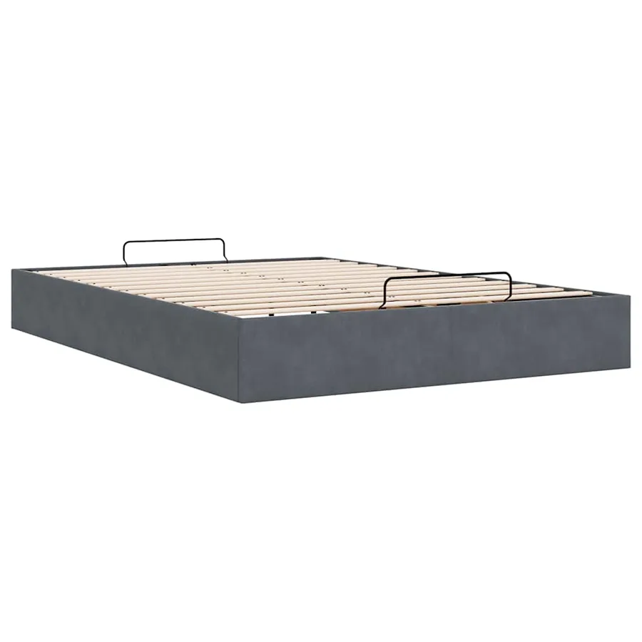 Cadre de lit ottoman sans matelas gris foncé 140x200 cm velours - 9