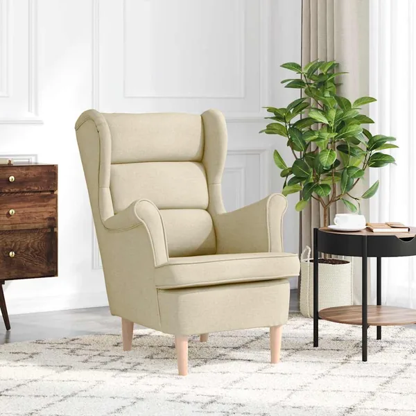 Fauteuil crème 74x84x100 cm tissu