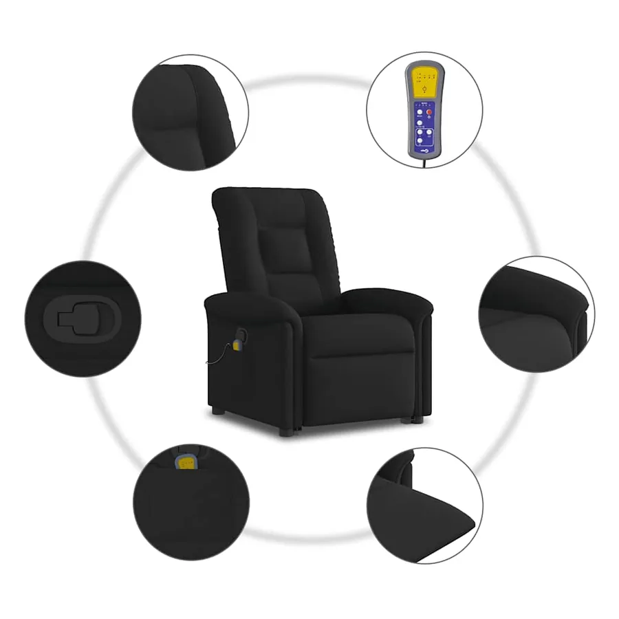 Fauteuil de massage inclinable Noir Tissu - 10