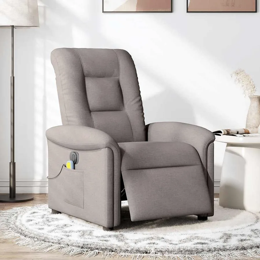 Fauteuil de massage inclinable électrique Taupe Tissu - 2