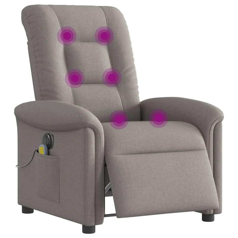 Fauteuil de massage inclinable électrique Taupe Tissu - 3