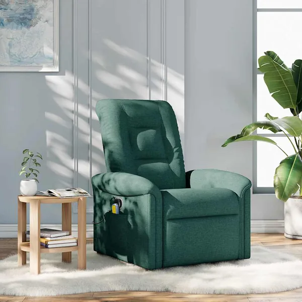 Fauteuil de massage inclinable Vert foncé Tissu