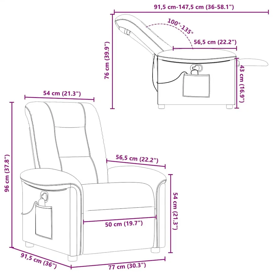 Fauteuil de massage inclinable Vert foncé Tissu - 13