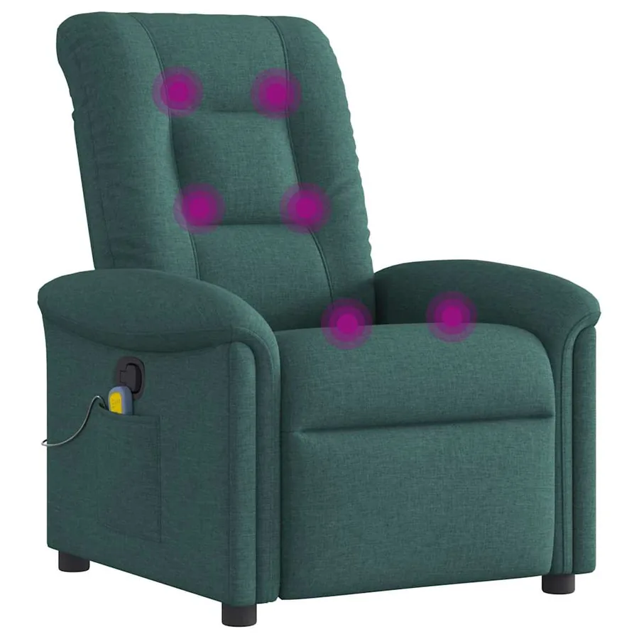 Fauteuil de massage inclinable Vert foncé Tissu - 6