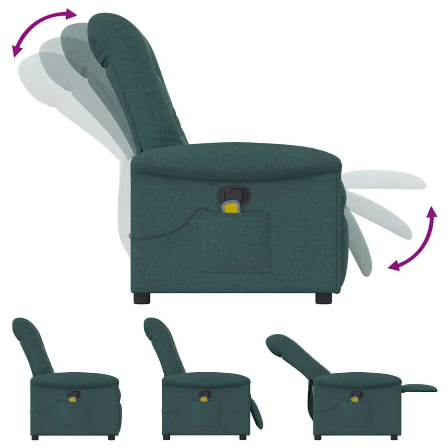Fauteuil de massage inclinable Vert foncé Tissu - 7