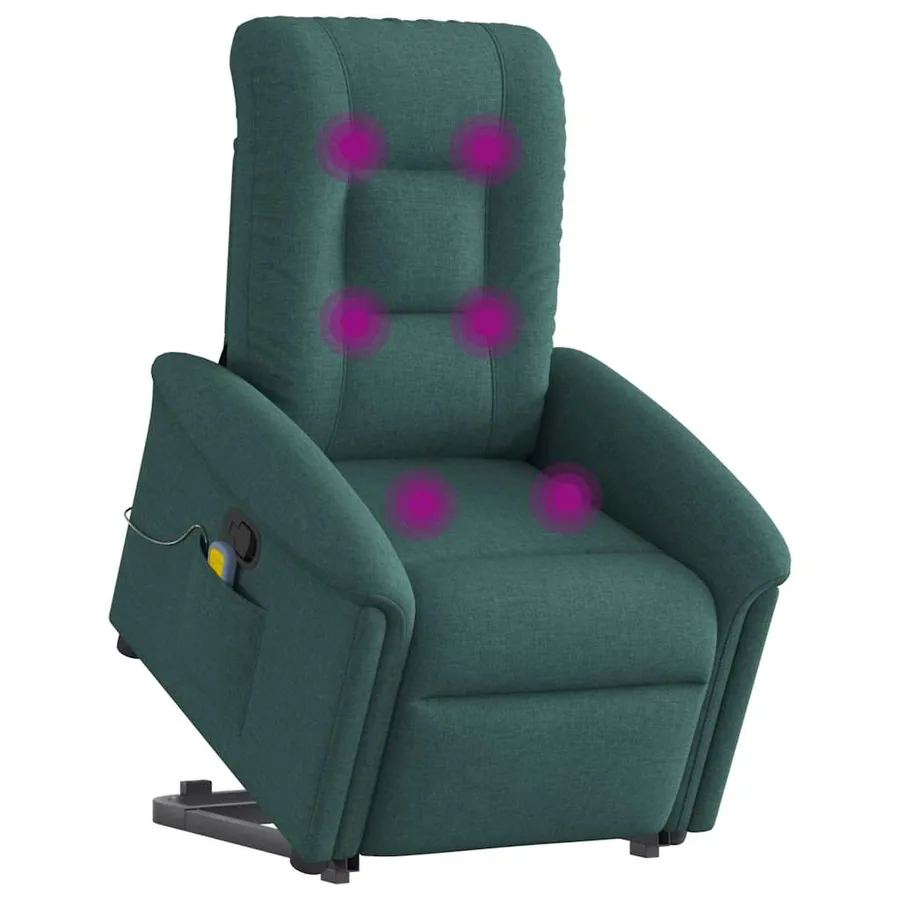 Fauteuil inclinable de massage Vert foncé Tissu - 2