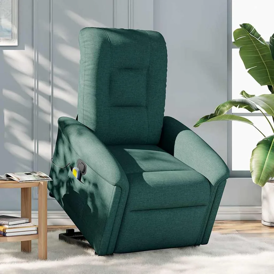 Fauteuil inclinable de massage Vert foncé Tissu - 3