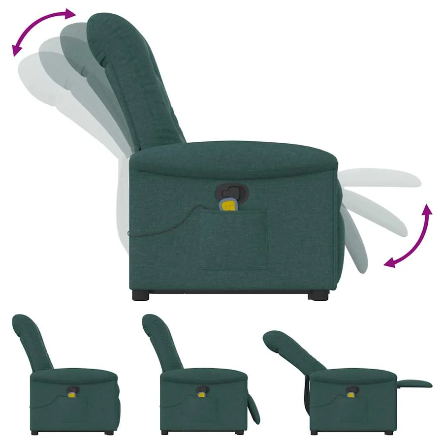 Fauteuil inclinable de massage Vert foncé Tissu - 8