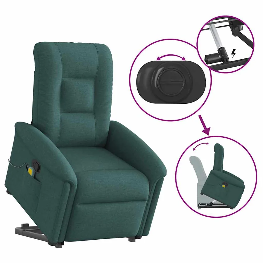 Fauteuil inclinable de massage Vert foncé Tissu - 9