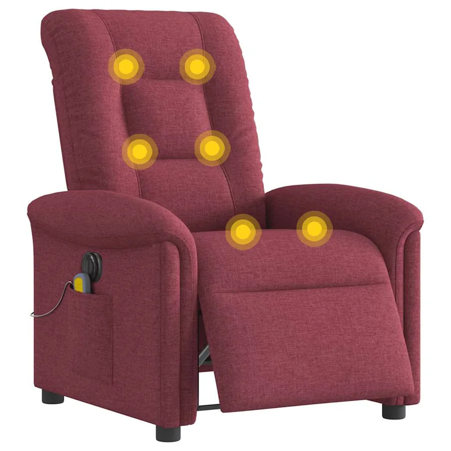 Fauteuil de massage inclinable électrique Rouge bordeaux Tissu - 3