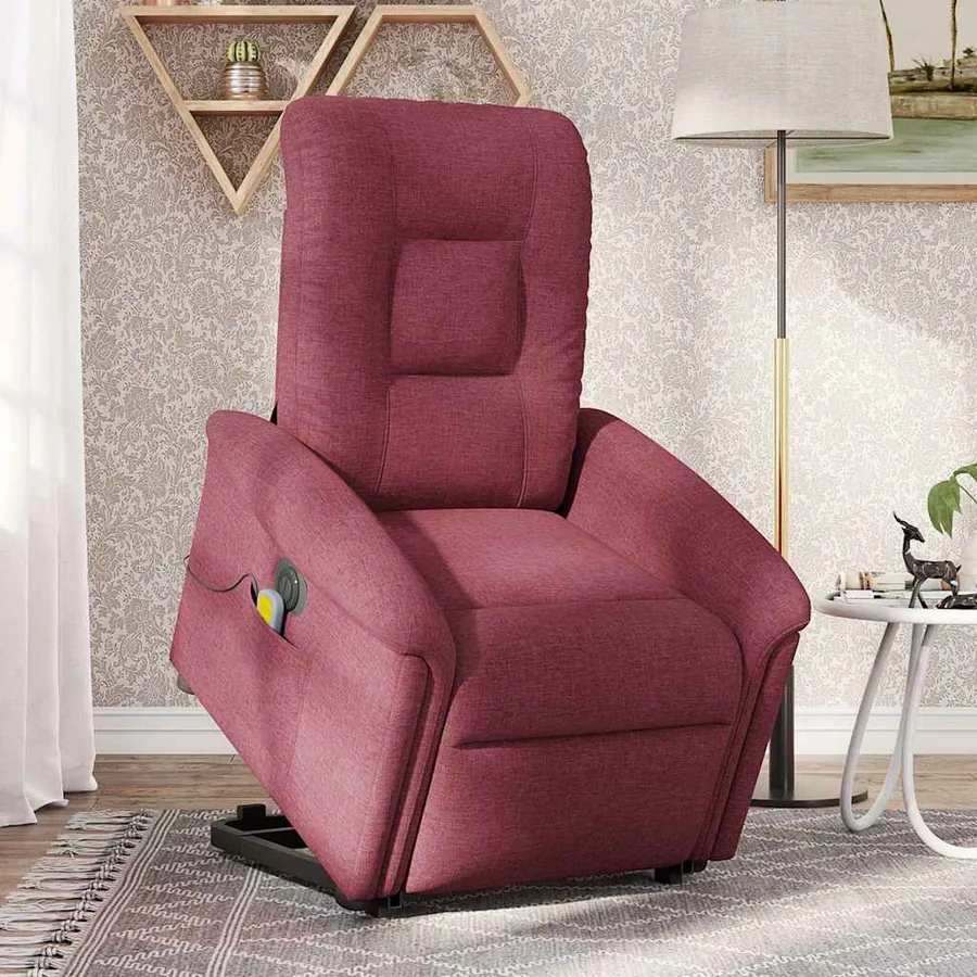 Fauteuil inclinable de massage électrique Rouge bordeaux Tissu - 3