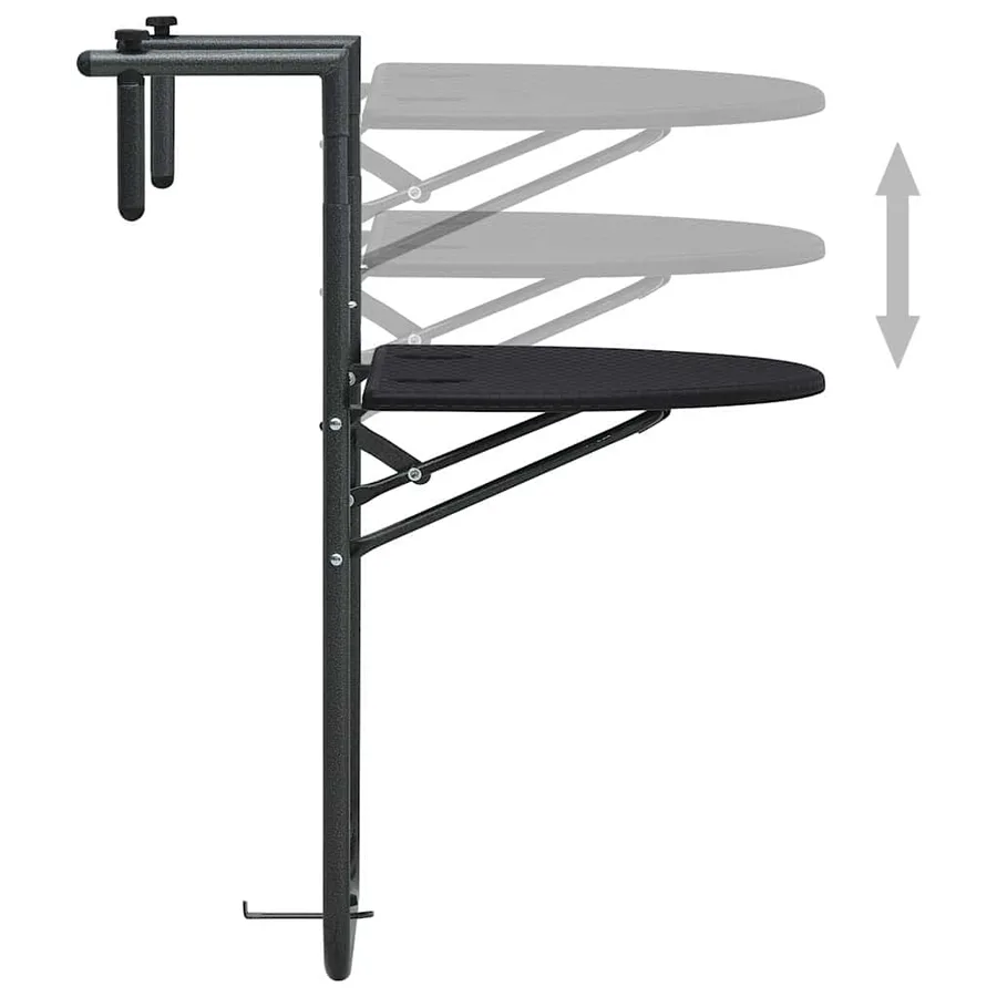 Table de balcon Noir 60x64x83,5 cm Plastique Aspect de rotin - 5