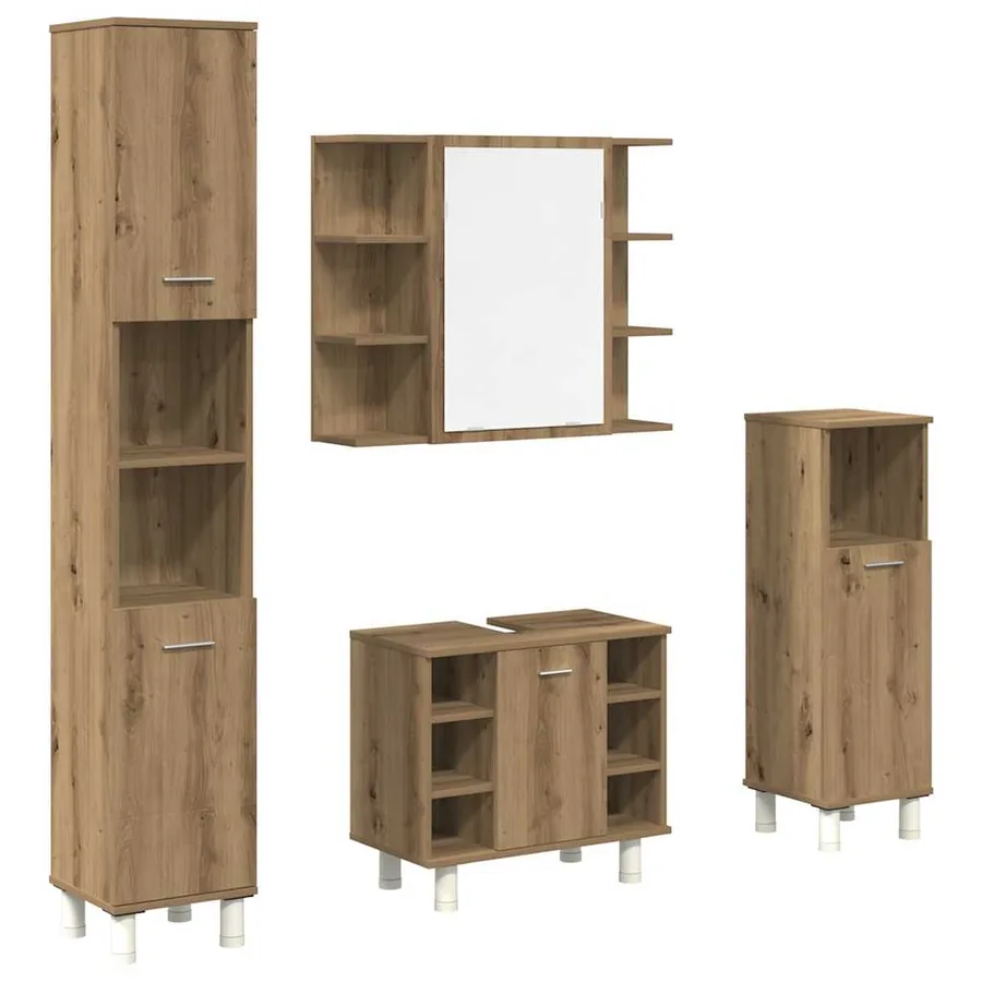 Ensemble de meubles salle de bain 4 pcs bois d'ingénierie - 2