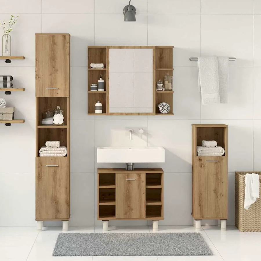 Ensemble de meubles salle de bain 4 pcs bois d'ingénierie - 3
