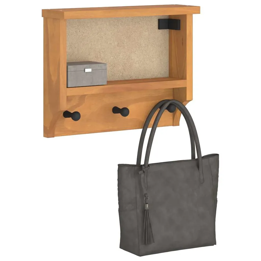 Porte-manteau mural SANDNES 45x12x35 cm bois massif pin - 4