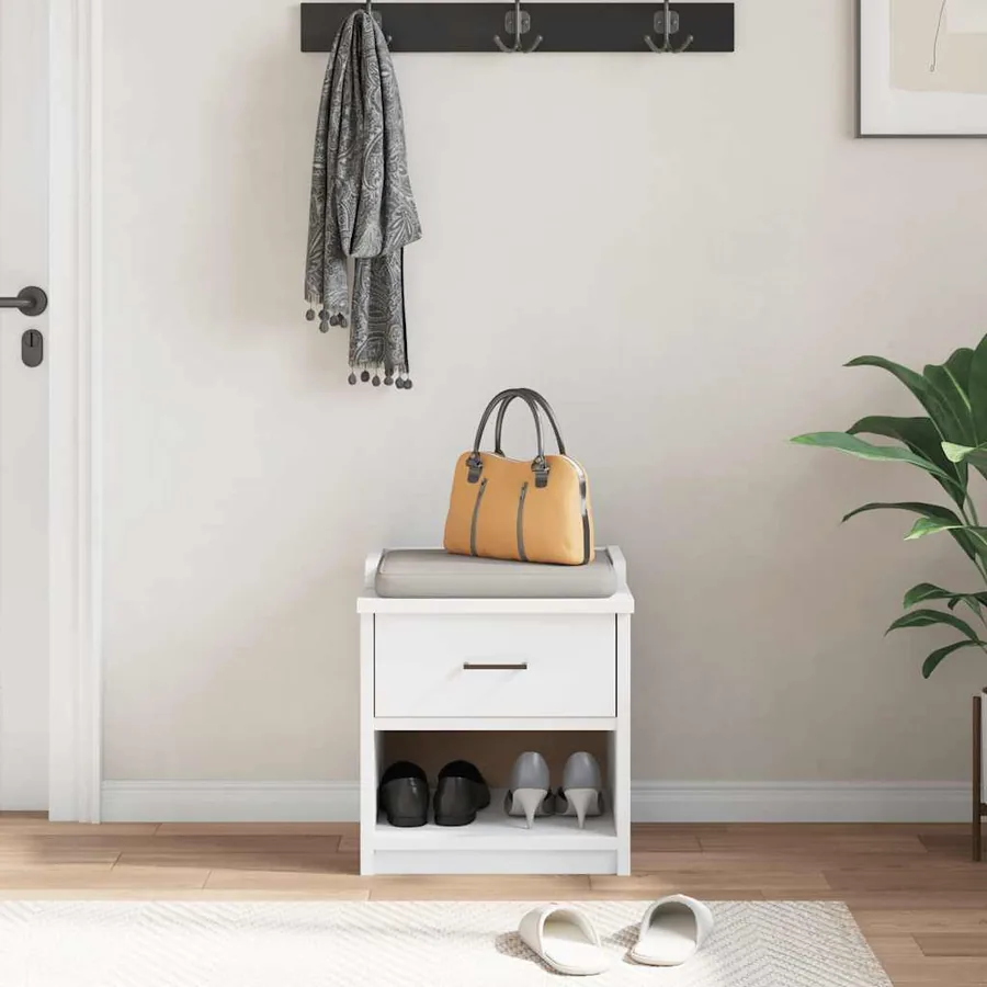Banc de couloir SANDNES blanc 45x40x50 cm bois de pin massif - 4