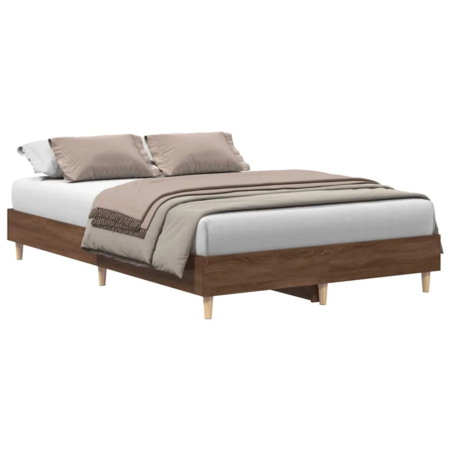 Cadre de lit sans matelas chêne marron 135x190 cm - 2