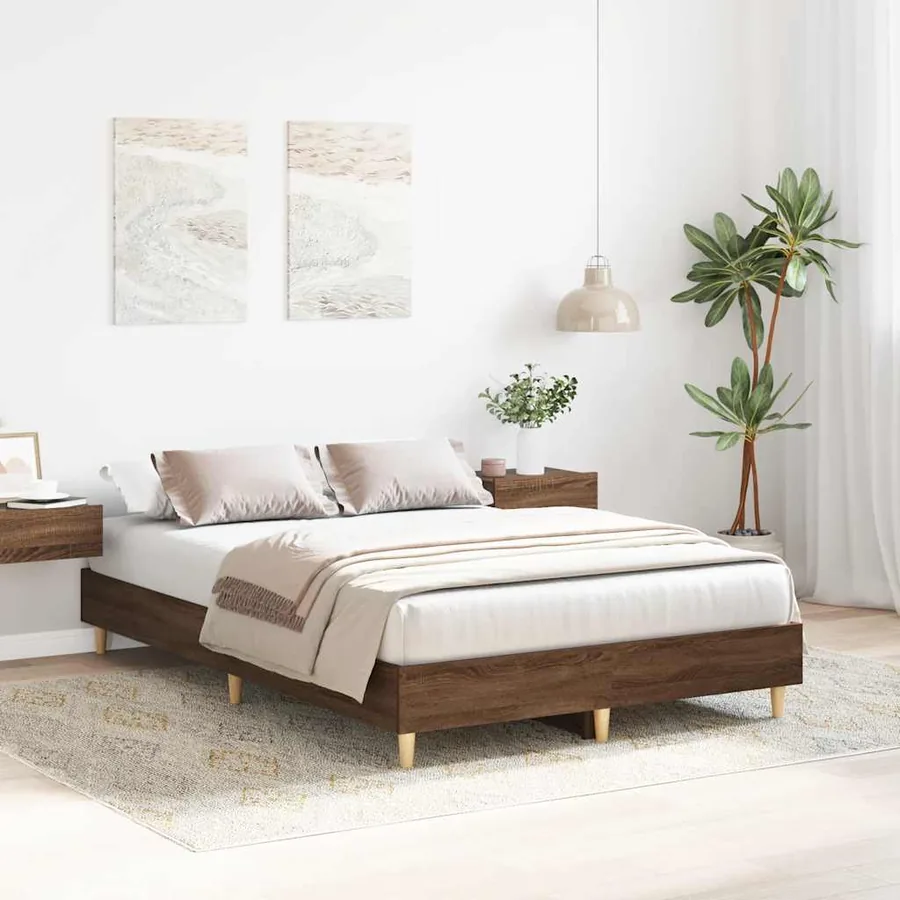Cadre de lit sans matelas chêne marron 135x190 cm - 3