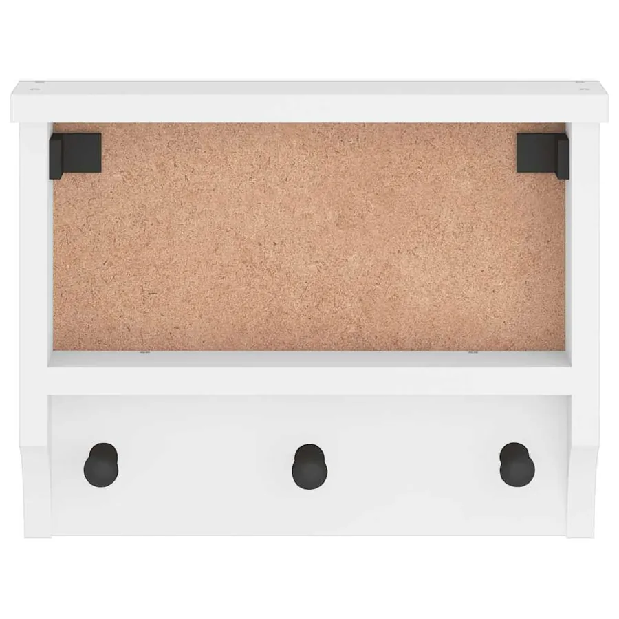 Porte-manteau mural SANDNES blanc 45x12x35 cm bois massif pin - 5