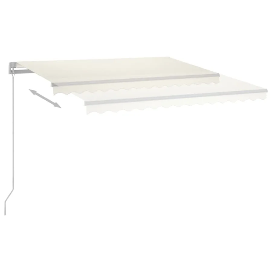 Auvent manuel rétractable avec LED 400x350 cm Crème - 6