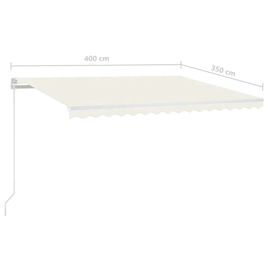 Auvent manuel rétractable avec LED 400x350 cm Crème - 7