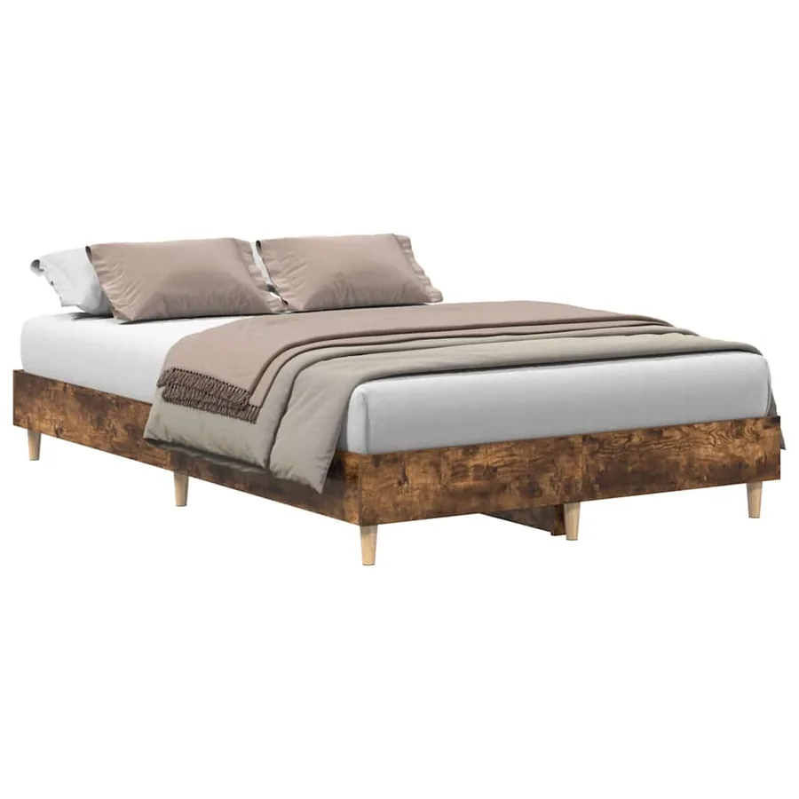 Cadre de lit sans matelas chêne fumé 135x190 cm bois ingénierie - 2