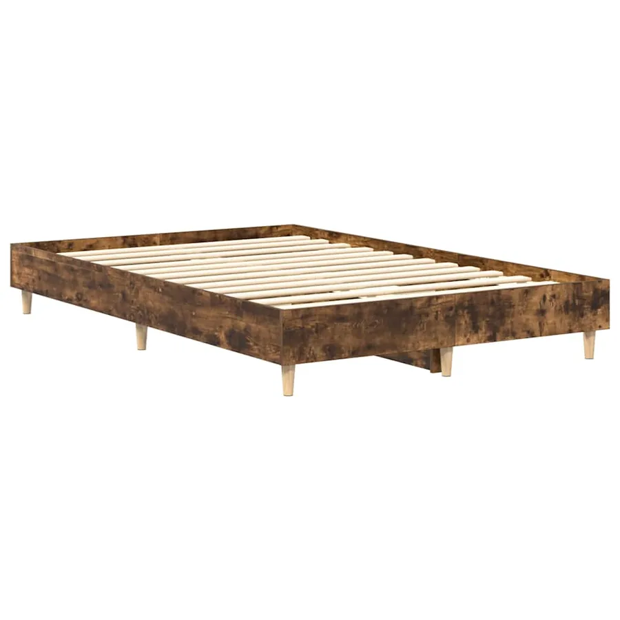 Cadre de lit sans matelas chêne fumé 135x190 cm bois ingénierie - 7