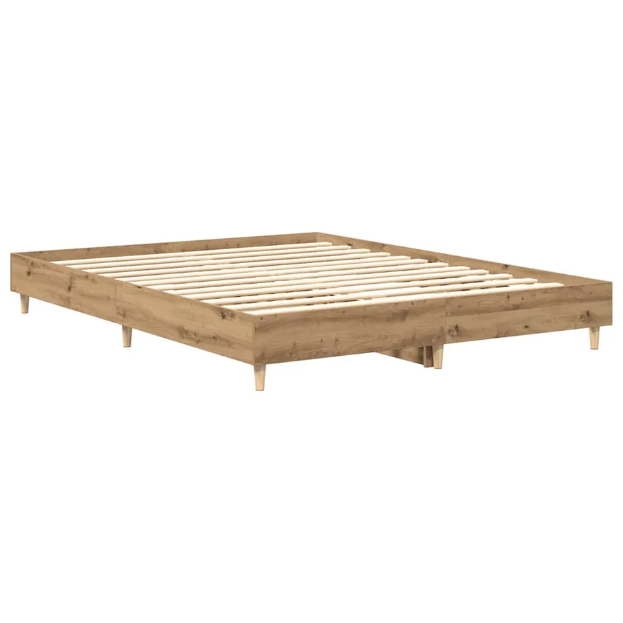 Cadre de lit sans matelas chêne artisanal 140x200 cm - 7