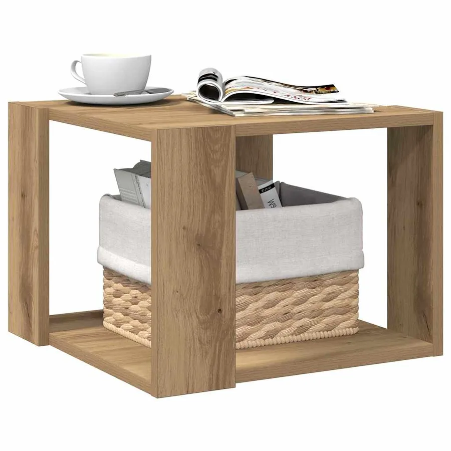 Table basse chêne artisanal 40x40x30 cm bois d'ingénierie - 3