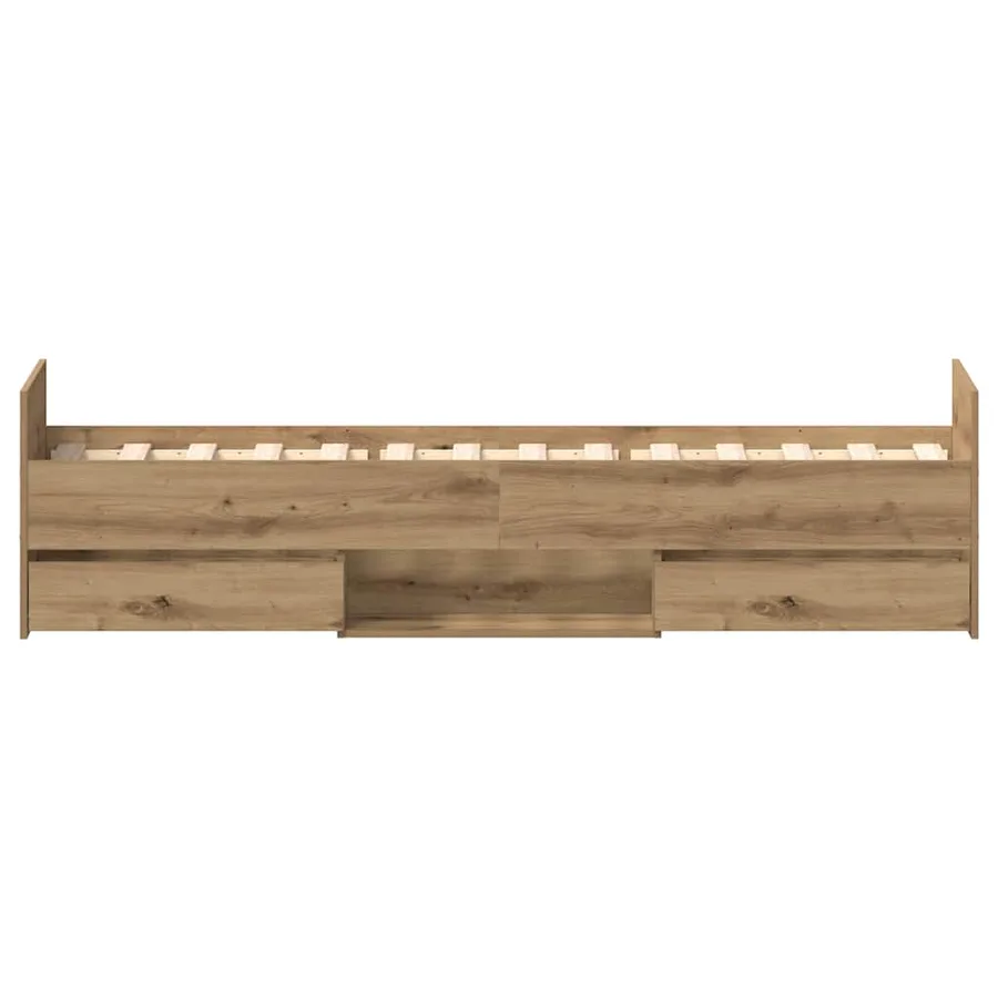 Cadre de lit sans matelas chêne artisanal 90x190 cm - 7