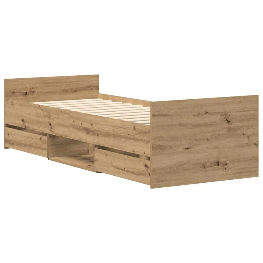 Cadre de lit sans matelas chêne artisanal 90x190 cm - 8