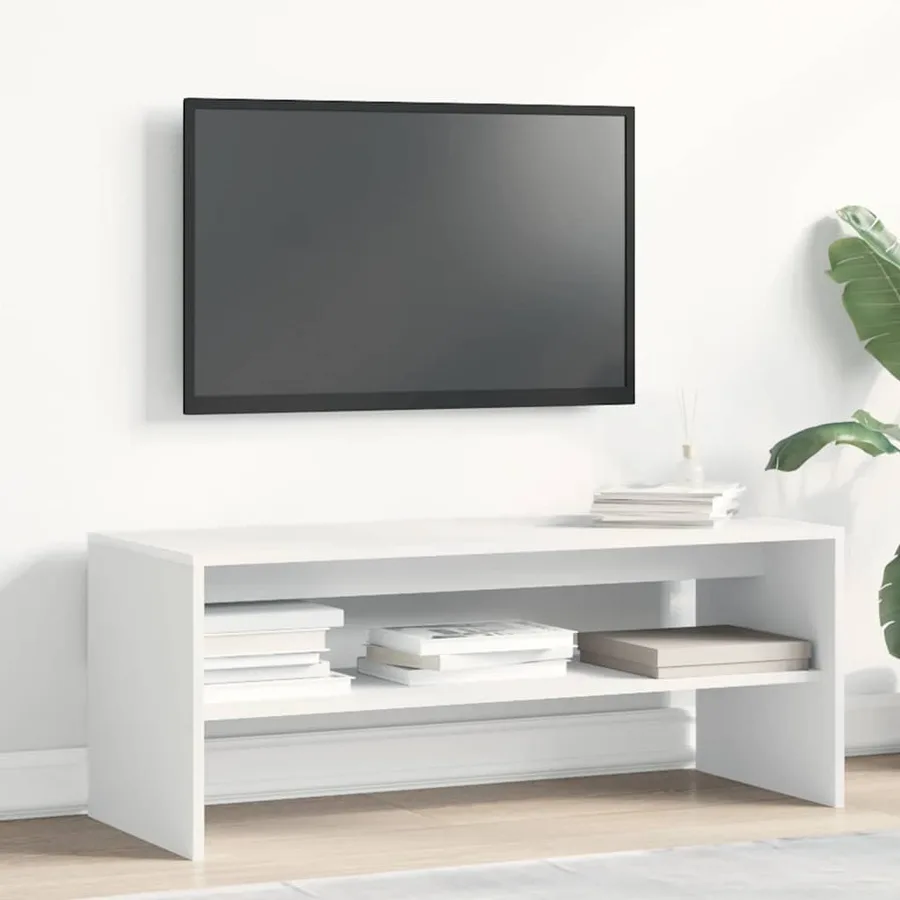 Meuble TV Blanc 100 x 40 x 40 cm Aggloméré - 3