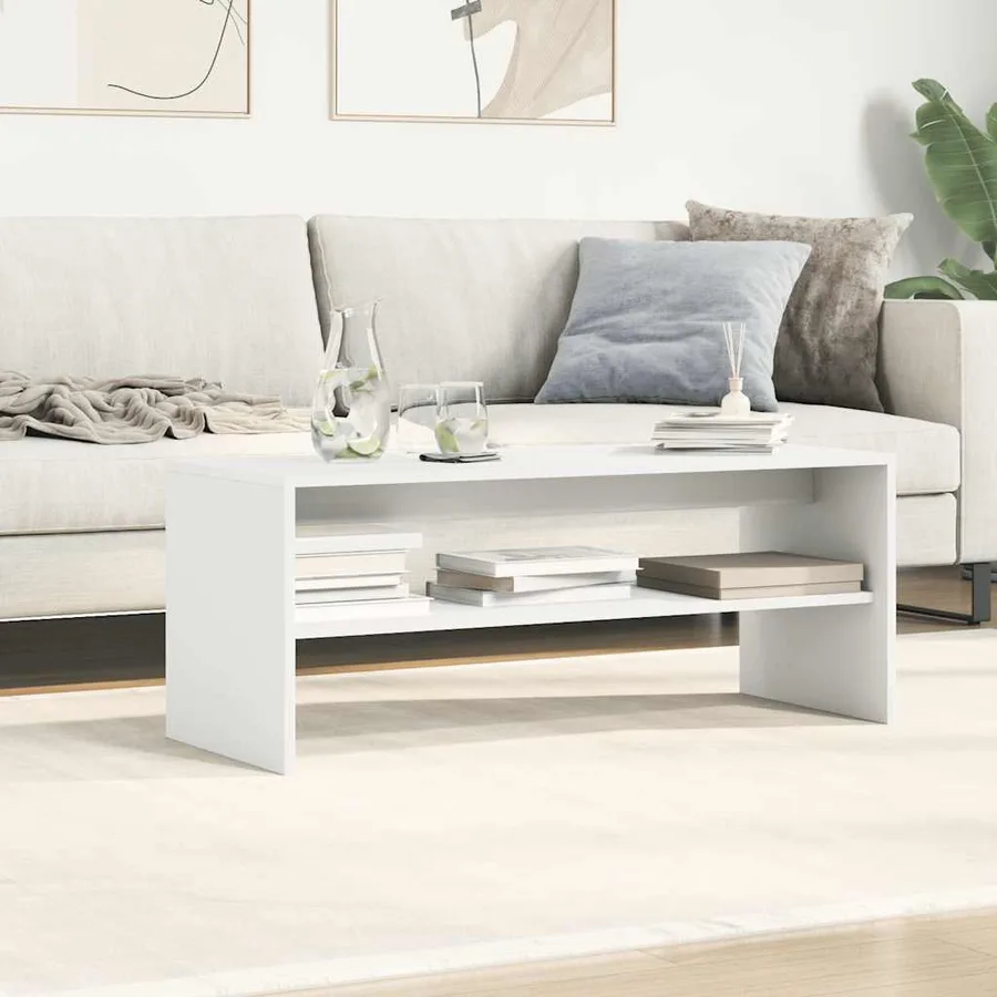 Meuble TV Blanc 100 x 40 x 40 cm Aggloméré - 4