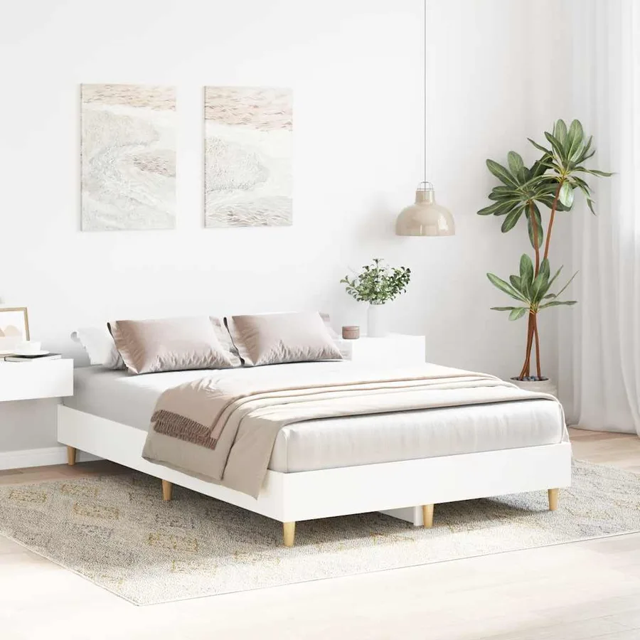 Cadre de lit sans matelas blanc 135x190 cm bois d'ingénierie - 3