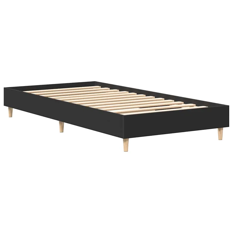 Cadre de lit sans matelas noir 90x190 cm bois ingénierie - 4