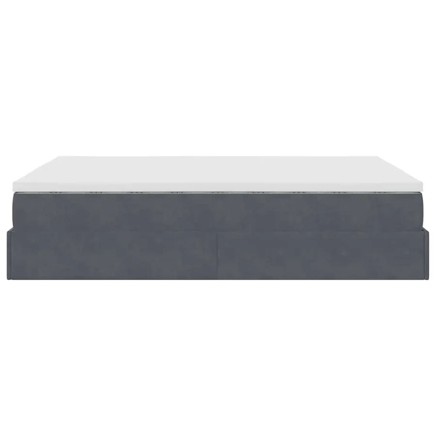 Cadre de lit ottoman avec matelas gris foncé 140x200 cm velours - 7