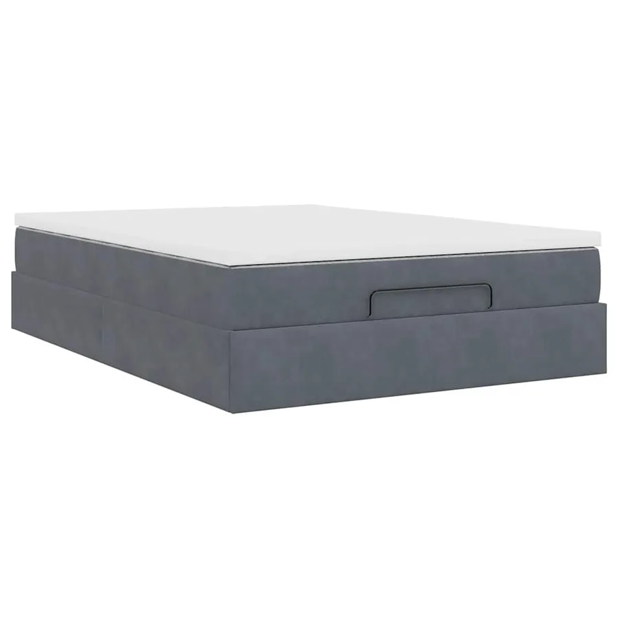 Cadre de lit ottoman avec matelas gris foncé 140x200 cm velours - 8