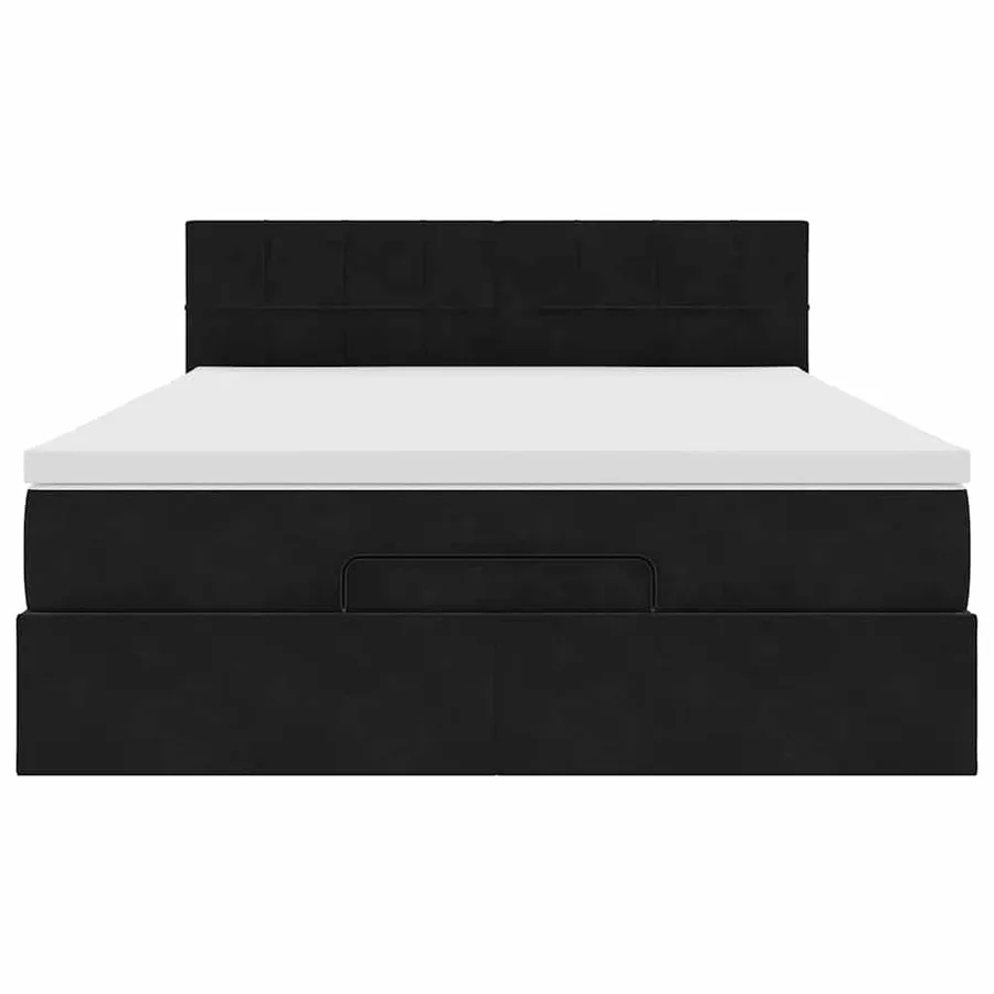 Cadre de lit ottoman avec matelas noir 140x200 cm velours - 5