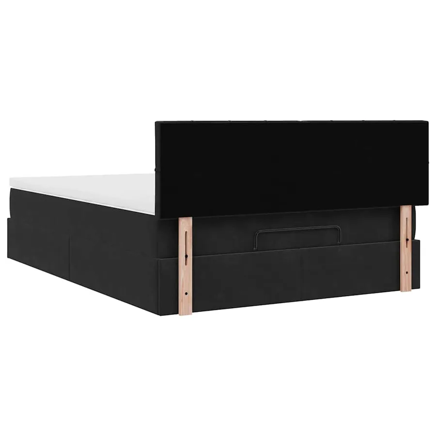 Cadre de lit ottoman avec matelas noir 140x200 cm velours - 9