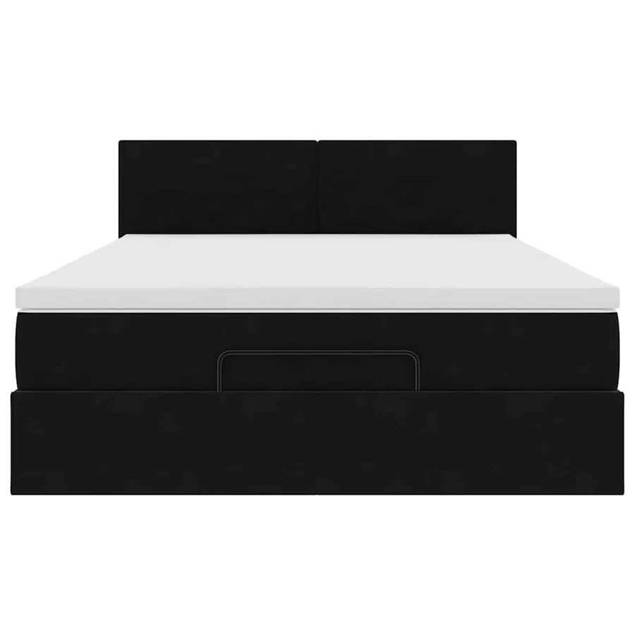 Cadre de lit ottoman avec matelas noir 140x200 cm velours - 7