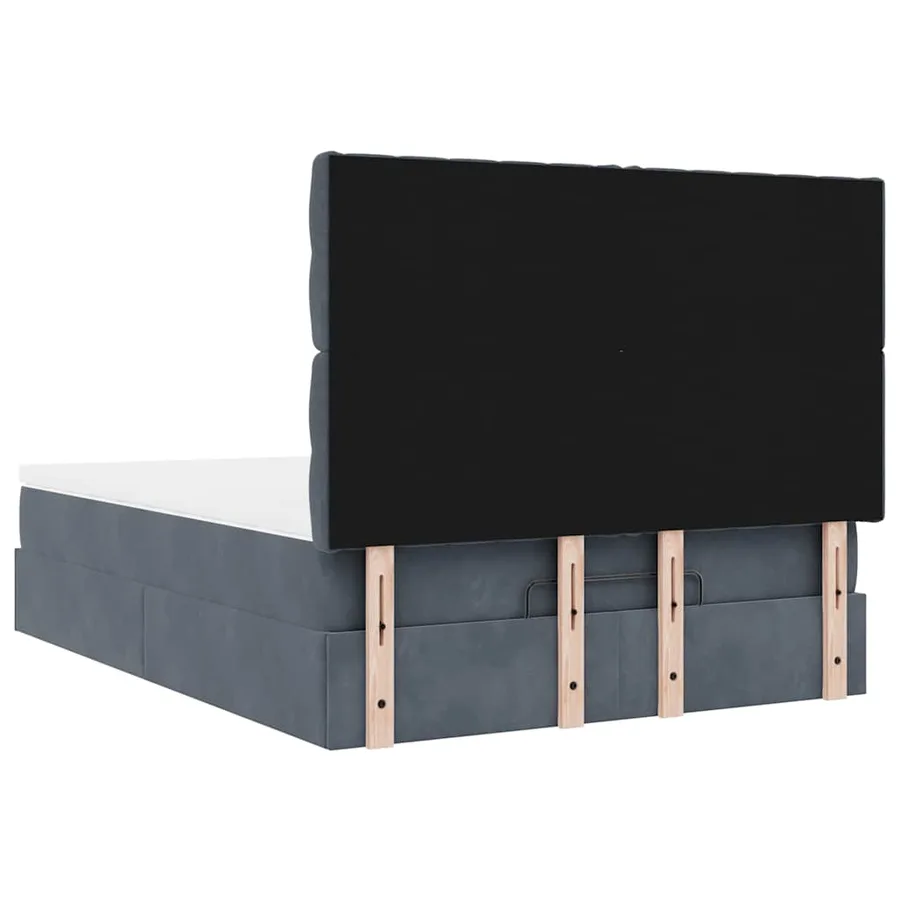 Cadre de lit ottoman avec matelas gris foncé 140x200 cm velours - 9