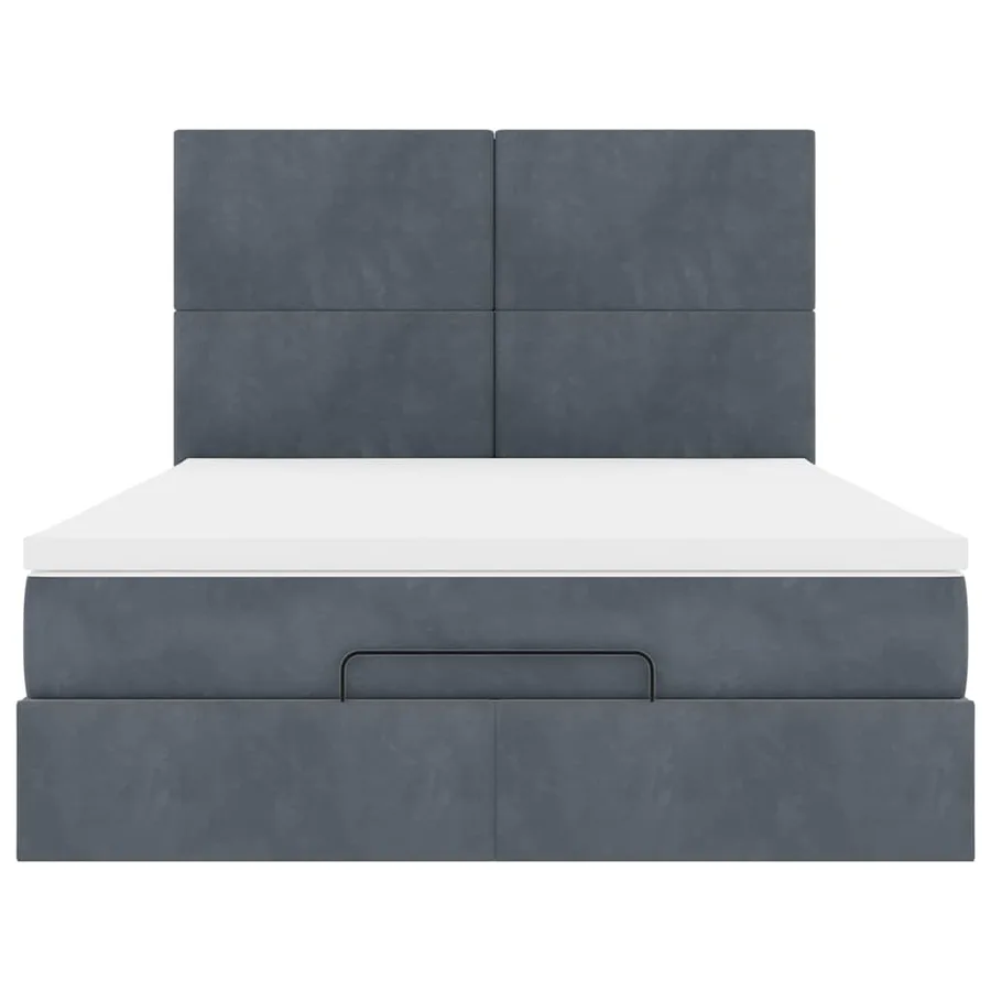 Cadre de lit ottoman avec matelas gris foncé 140x200 cm velours - 7