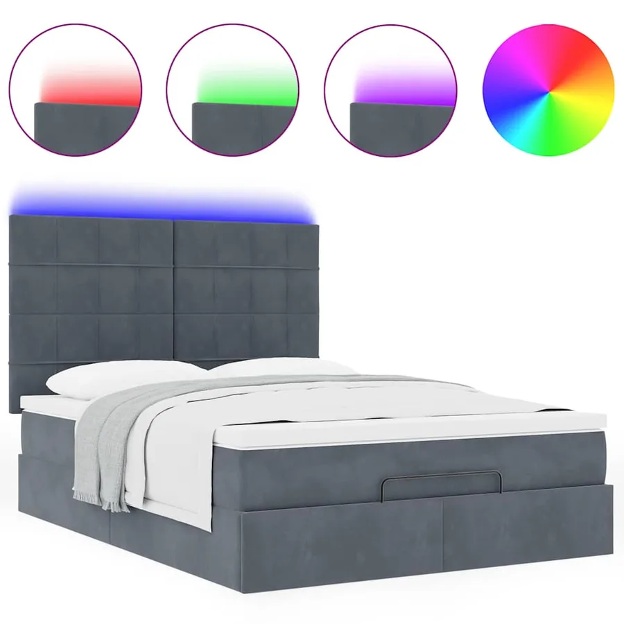Cadre de lit ottoman avec matelas gris foncé 140x200 cm velours - 5