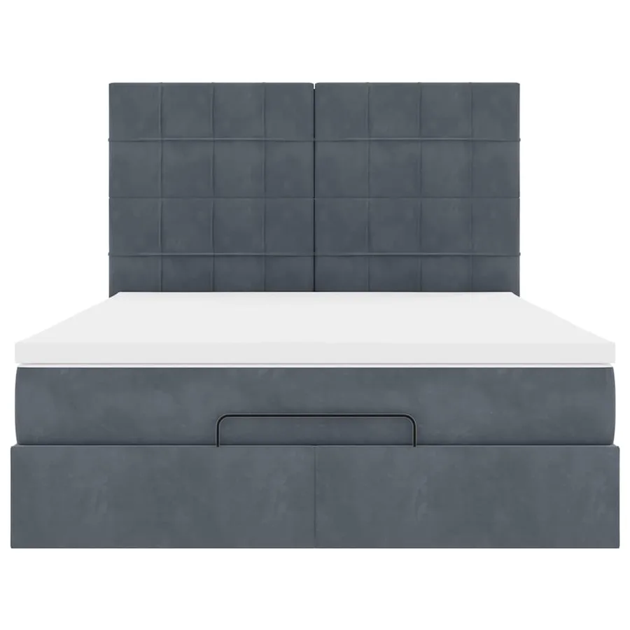 Cadre de lit ottoman avec matelas gris foncé 140x200 cm velours - 8