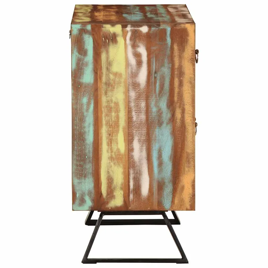 Armoire à tiroir multicolore 70x35x70 cm bois de récupération - 4
